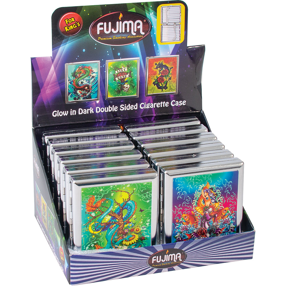 Push Open Plastic Cigarette Cases Pack of 12 - King Size Glow in the Dark Cigarette Holder - Compact and Portable - Durable Hard Plastic Box with Push Open Lid - Crush-Proof & Sturdy