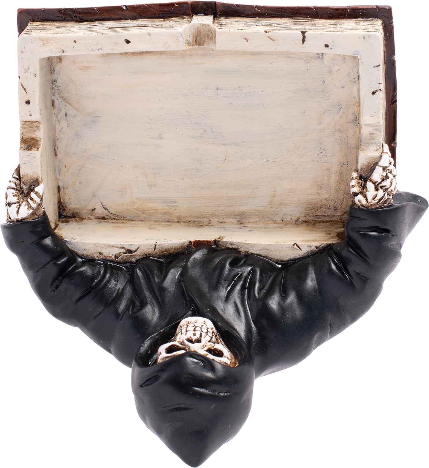 Grim Reaper Book Fujima Ashtray – Gothic Resin Ashtray with Skeleton Design, Durable & Easy to Clean, Unique Dark Decor for Home, Patio, or Altar