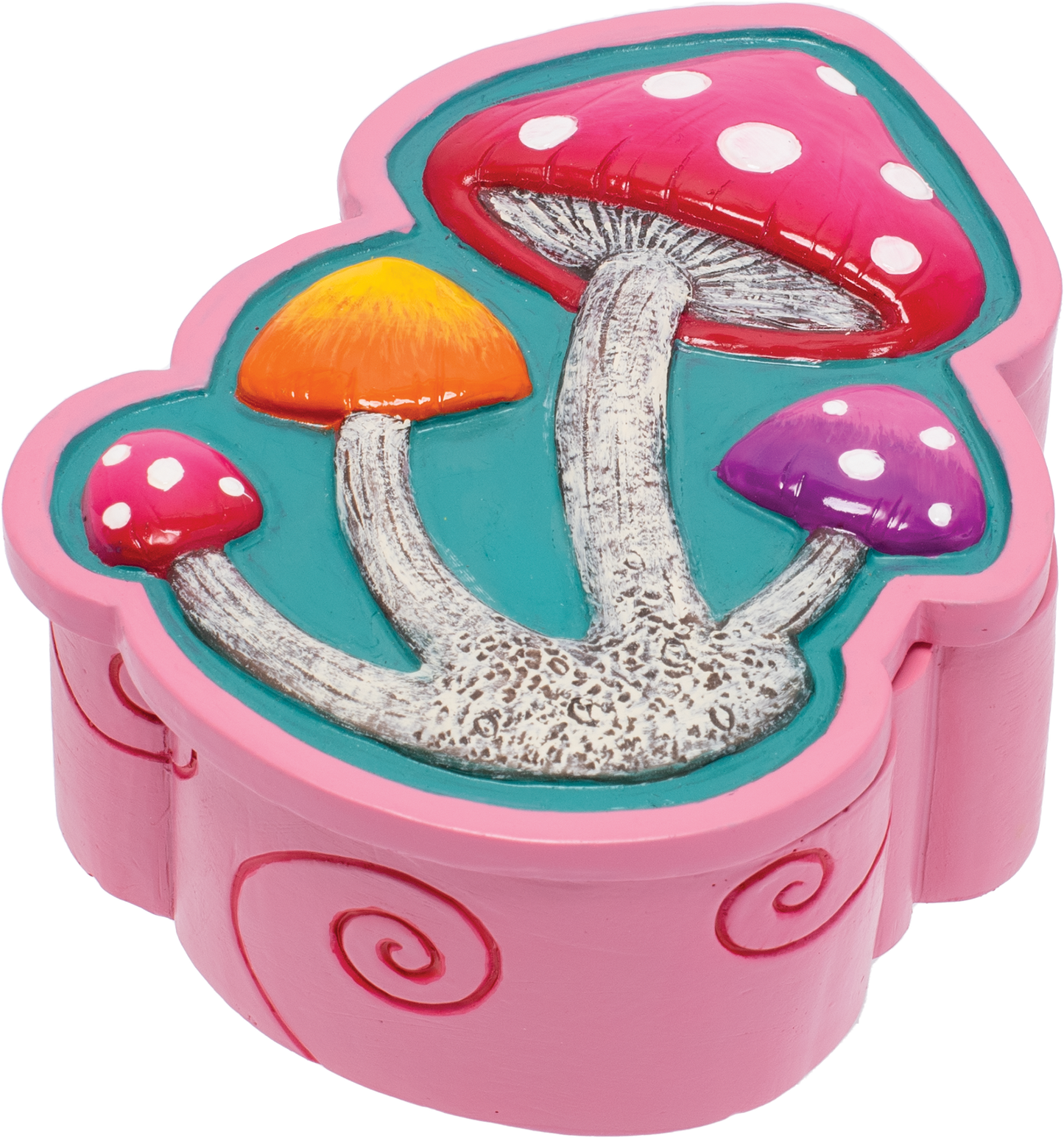 4-Inch Pink Mushroom Polystone Stash Box - Handcrafted by Fujima with Intricate Detailing and Secure Storage Functionality - A Whimsical Treasure for Your Valuables