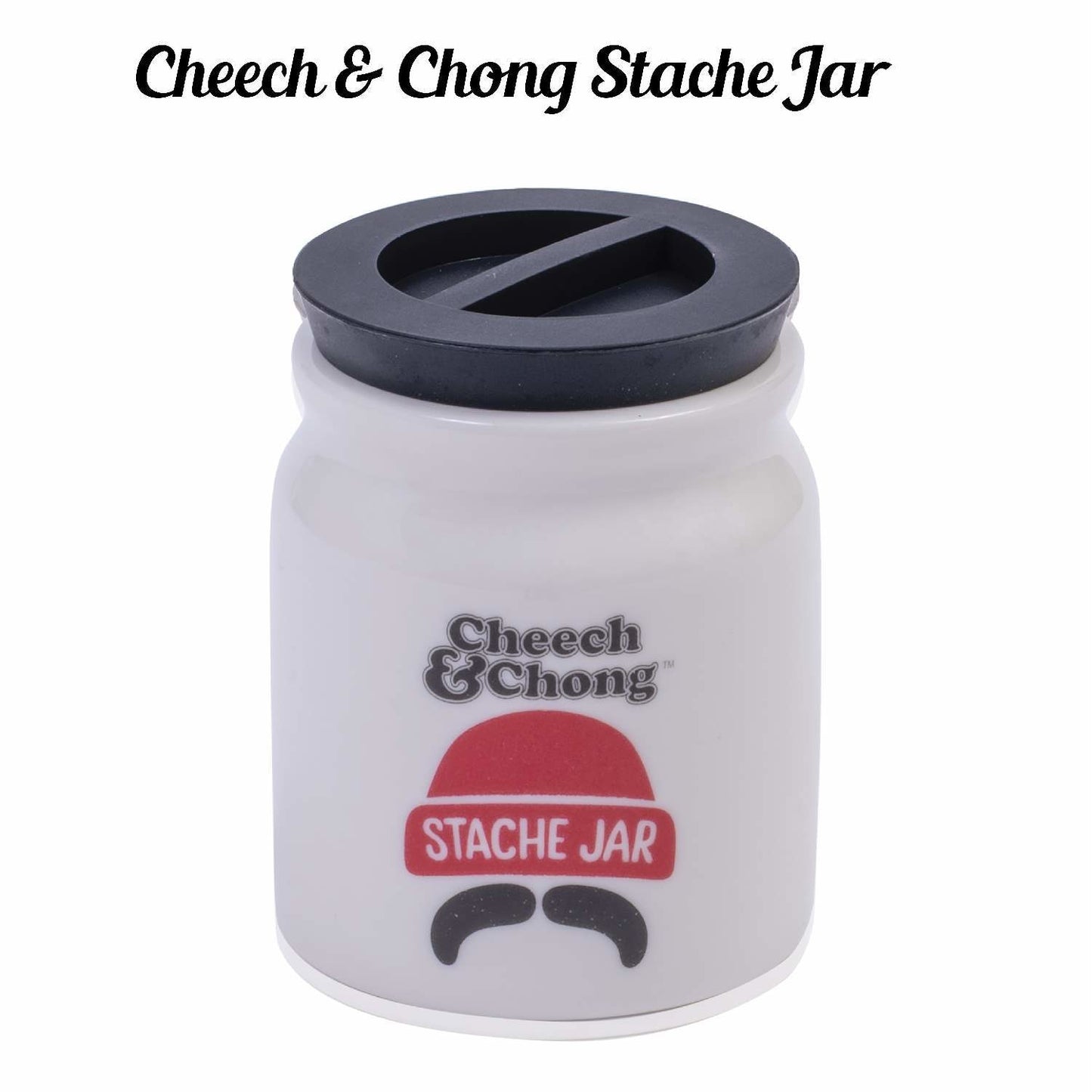 Cheech and Chong Ceramic Storage & Stash Jar for home and outdoor - | Storage Jars | Containers | Canisters - 3oz Stache Jar Design - White