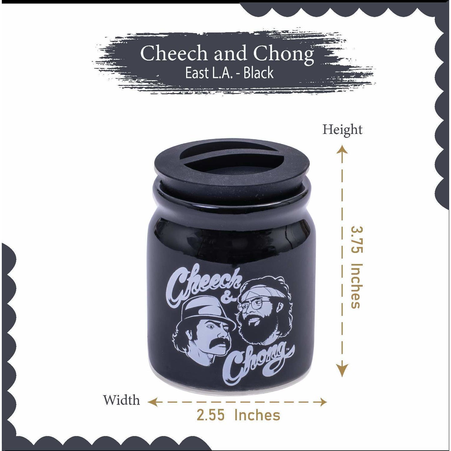 Cheech and Chong Ceramic Storage & Stash Jar for home and outdoor - | Storage Jars | Containers | Canisters - 3oz Stache Jar Design - White