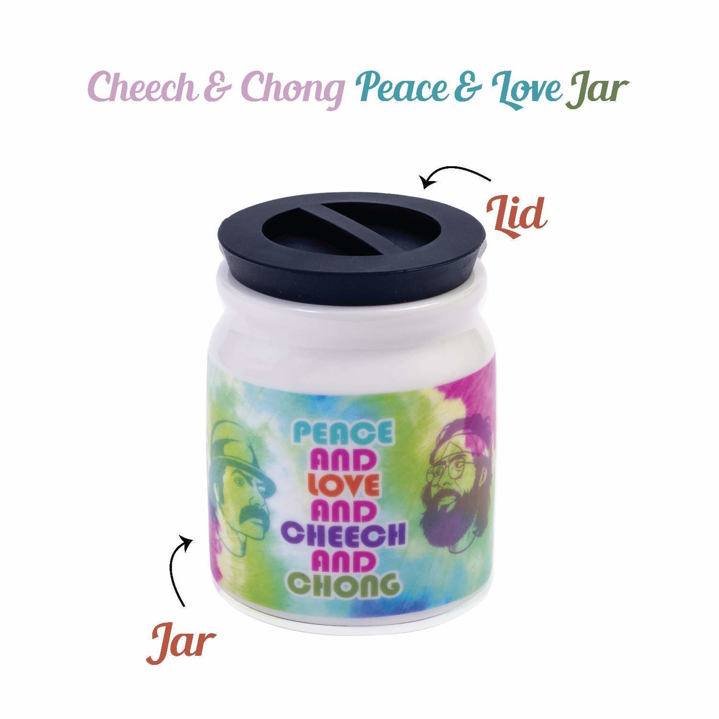 Cheech and Chong Ceramic Storage & Stash Jar for home and outdoor - | Storage Jars | Containers | Canisters - 3oz Stache Jar Design - White