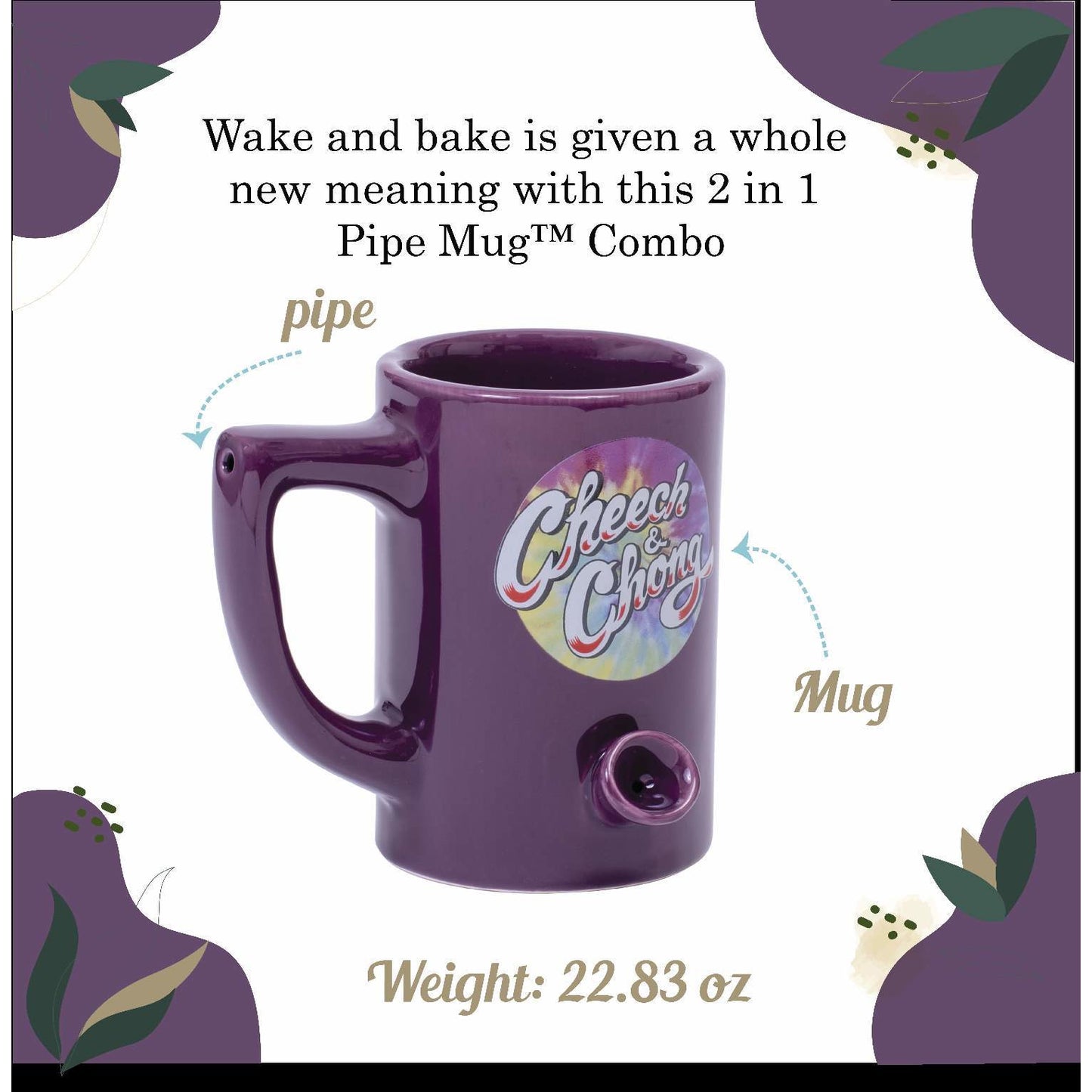 Cheech and Chong Ceramic 2 in 1 Combo Pipe Mug Coffee Mug Coffee Cup