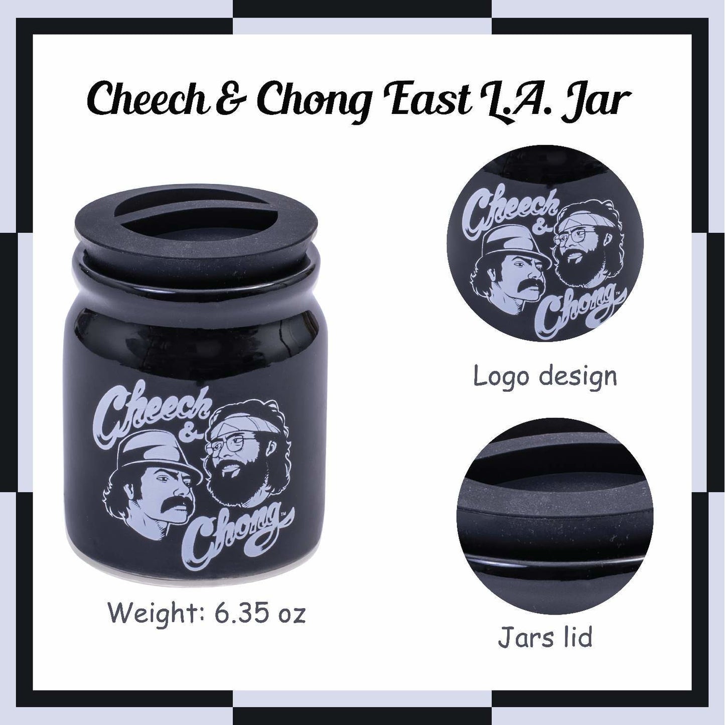 Cheech and Chong Ceramic Storage & Stash Jar for home and outdoor - | Storage Jars | Containers | Canisters - 3oz Stache Jar Design - White