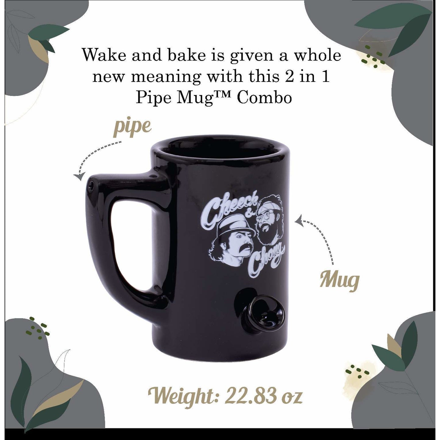 Cheech and Chong Ceramic 2 in 1 Combo Pipe Mug Coffee Mug Coffee Cup