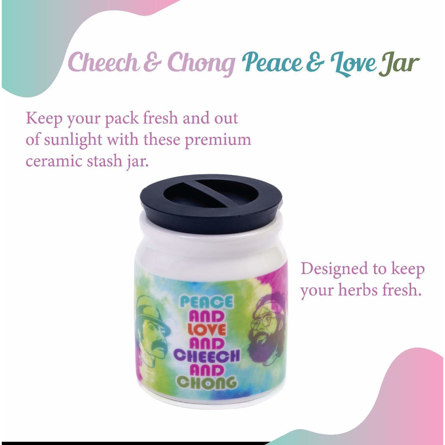 Cheech and Chong Ceramic Storage & Stash Jar for home and outdoor - | Storage Jars | Containers | Canisters - 3oz Stache Jar Design - White