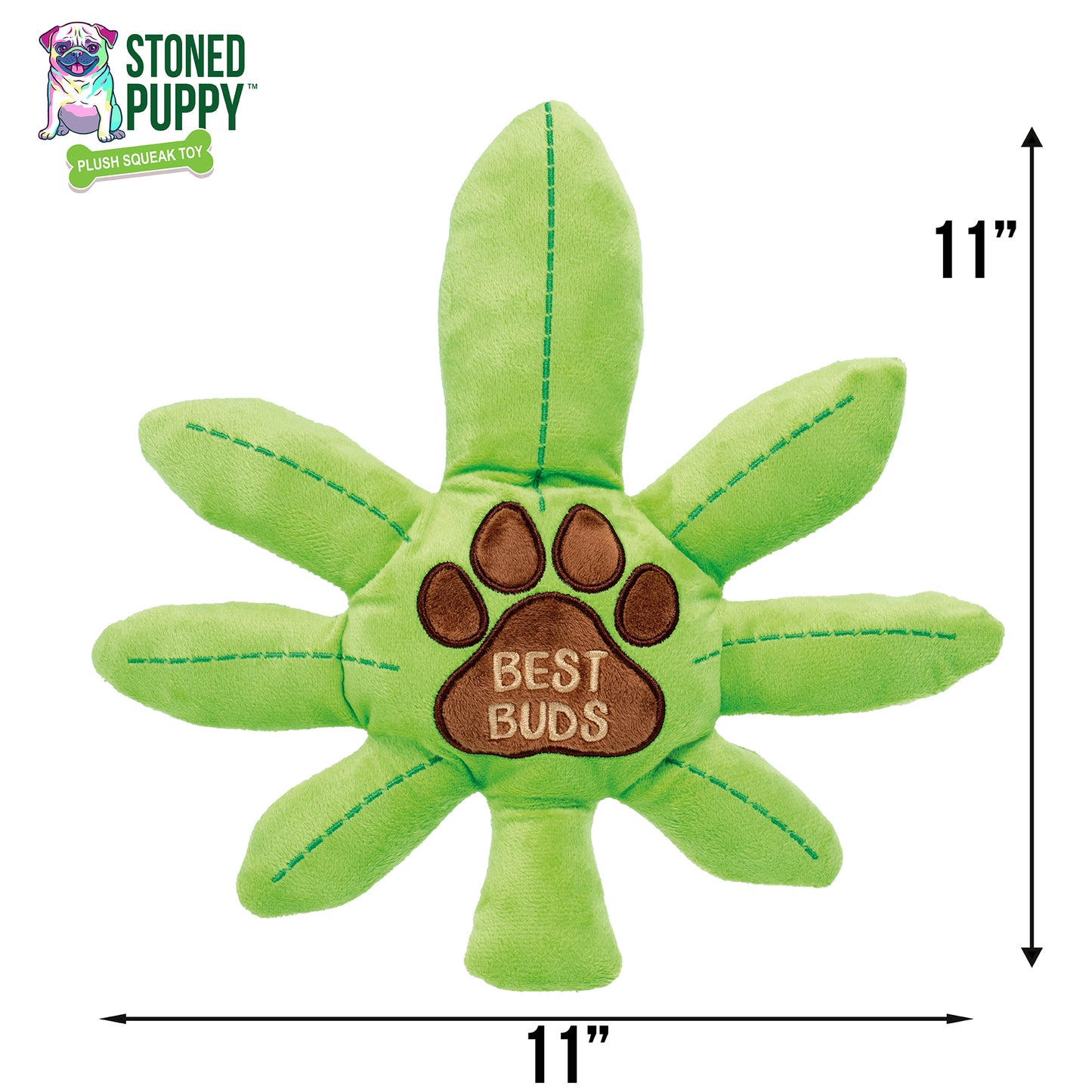 Best Buds Pot Leaf Plush Dog Toy - Funny 4/20 Themed- Durable and Safe Non-Toxic Materials -Soft Texture