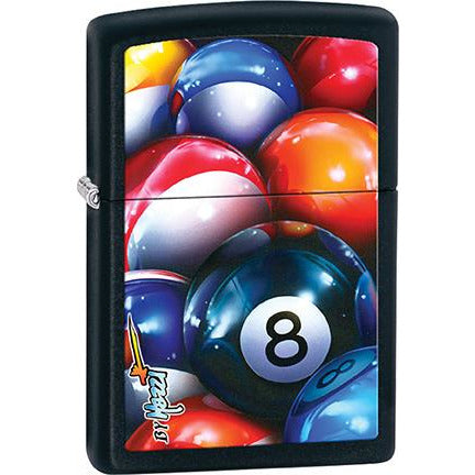 Zippo Windproof Metal Design Fire Lighter - Lifetime Refillable, Reusable Lighter for Smokers – Genuine Premium, Durable, Heavy Quality Chrome Finish Case - Mazzi Eight Ball