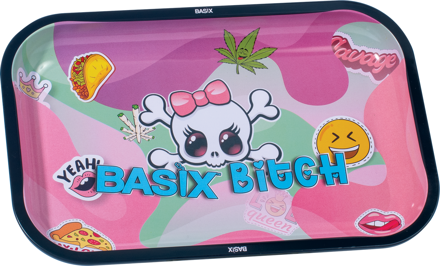 Basix Premium Metal Rolling Tray Lightweight, Curved Edges, and Smooth Surface