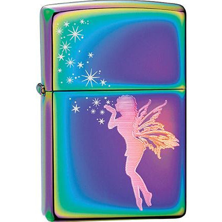 Zippo Windproof Metal Design Fire Lighter - Lifetime Refillable, Reusable Lighter for Smokers – Genuine Premium, Durable, Heavy Quality Chrome Finish Case - Star Dust Fairy Multi Color