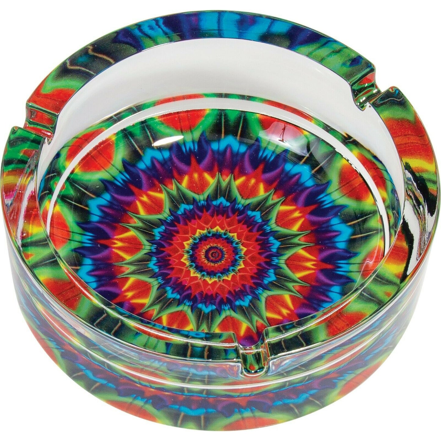 Fujima Round Heavy Glass Leaf Design Cigarette Ashtray – Kaleidoscope - - Individualized Popular Home Office Ashtray Personality Trend Modern Home Tea Table Ashtray Ornaments Bar Ashtray