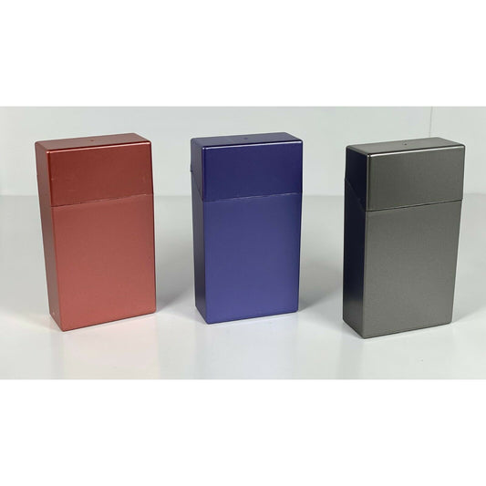 Top Flip Open Cigarette Cases Pack of 12 - 100mm Size Mix Metallic Color Cigarette Holder - Compact and Portable - Durable Hard Plastic Box with Flip Open Lid - Crush-Proof & Sturdy