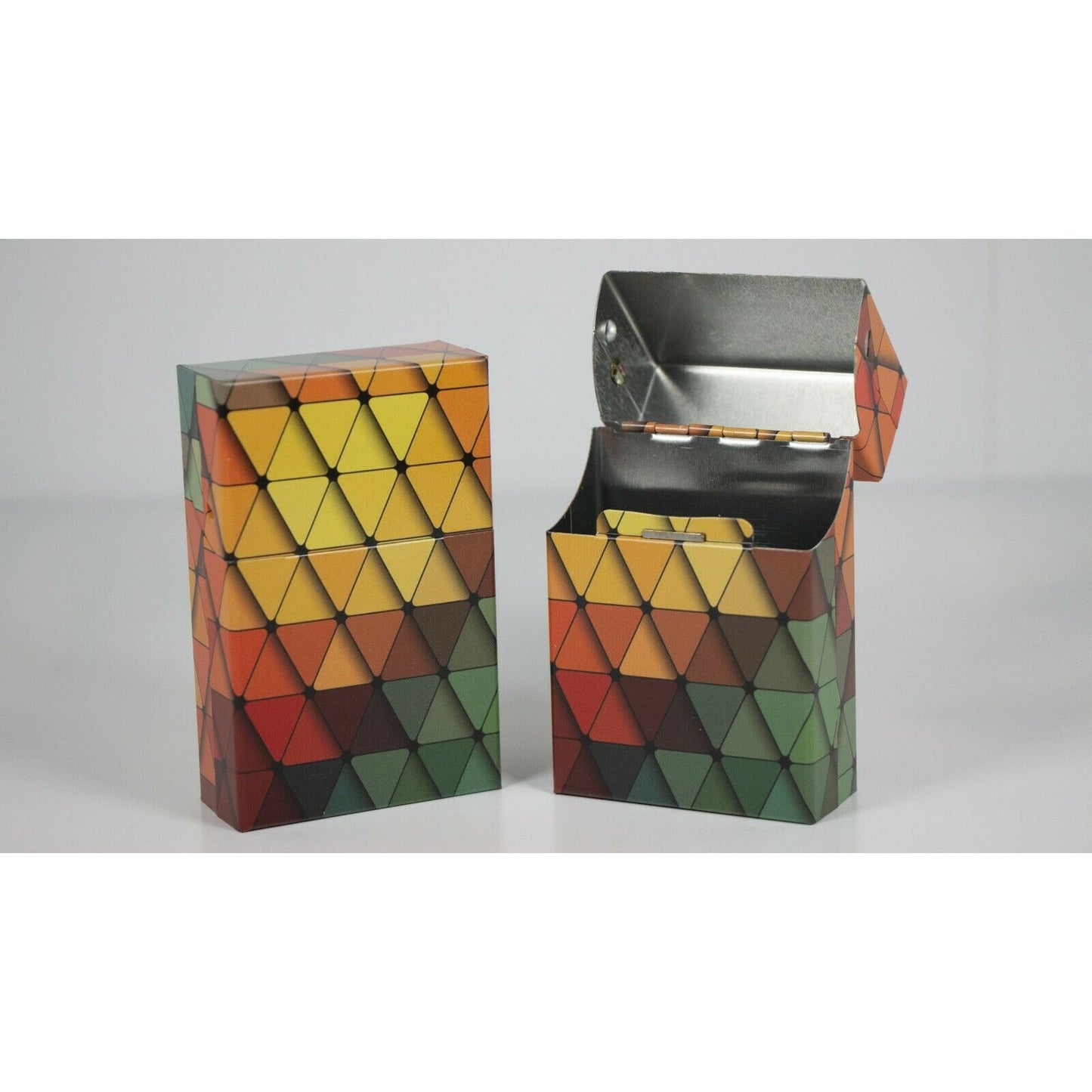 Push-Open Metal Tin Cigarette Cases Pack of 12 - King's Assorted Design Cigarette Holder - Compact and Portable - Durable Hard Tin Box with Auto-Open Lid - Crush-Proof & Sturdy