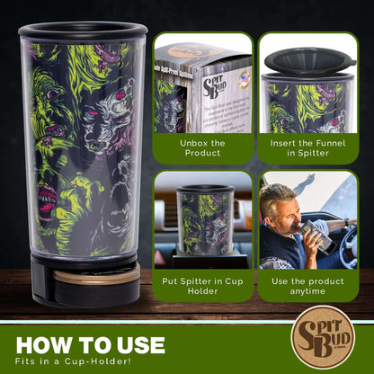 Spit Bud the Ultimate Spill Proof Portable Spittoon - Portable Spittoon with Can Opener: The Ultimate Spill-Proof Spitter - Zombie