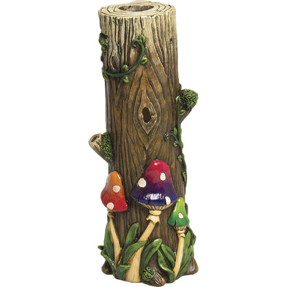 9.5" Novelty Mushroom Tree Forest Incense Burner Tower Polystone Incense Holder Handmade Painted Tower Incense Holder