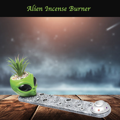 Alien Incense & Cone Burner with Plant Design by Fujima - 12 inches, Aromatherapy, Handcrafted, Durable, and Versatile