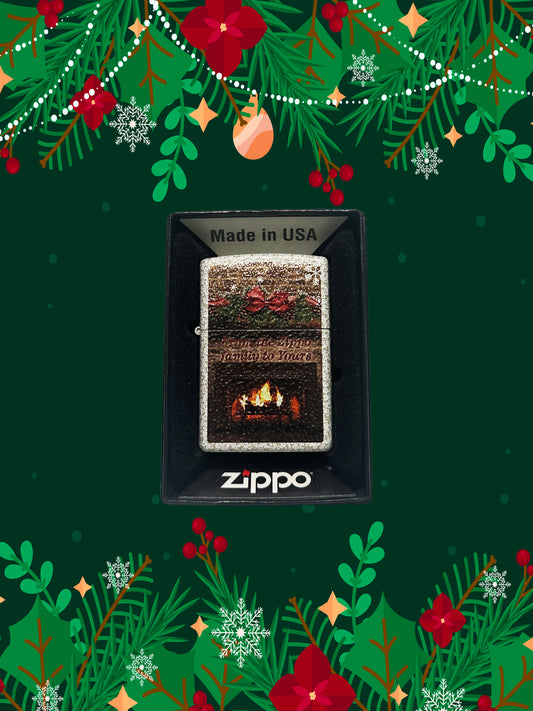 Zippo Windproof Metal Design Fire Lighter - Lifetime Refillable, Reusable Lighter for Smokers – Genuine Premium, Durable, Heavy Quality Chrome Finish Case - Christmas Fireplace Limited Edition