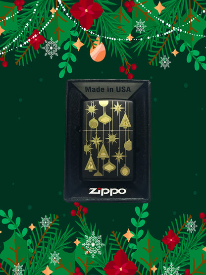 Zippo Windproof Metal Design Fire Lighter - Lifetime Refillable, Reusable Lighter for Smokers – Genuine Premium, Durable, Heavy Quality Chrome Finish Case - Christmas Ornaments Limited Edition