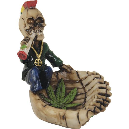 Reggae Rhythms 5" Rasta Skull Poly Resin Ashtray