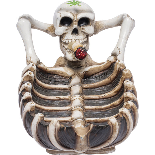 6" Stoned Skeleton Ashtray: Handcrafted, Fun and Unique Polystone Ashtray for Indoor/Outdoor Use