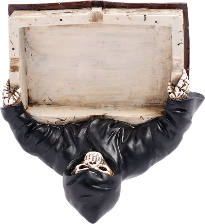 Grim Reaper Book Fujima Ashtray – Gothic Resin Ashtray with Skeleton Design, Durable & Easy to Clean, Unique Dark Decor for Home, Patio, or Altar