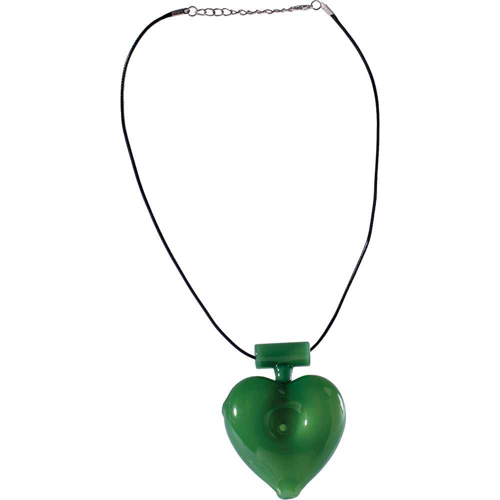 Heartfelt Elegant 3in Necklace Heart Hand Pipe- Blue, Dark Green, Green, Pink