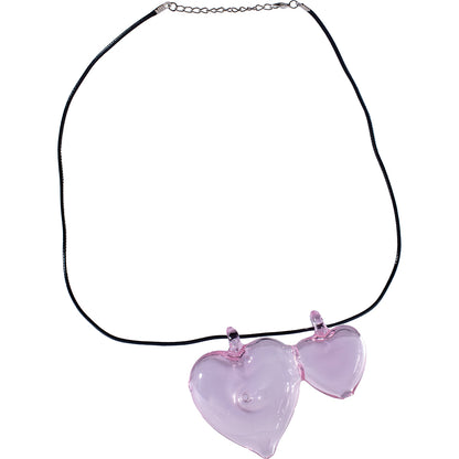 Heartfelt Elegant 3in Necklace Heart Hand Pipe- Blue, Dark Green, Green, Pink