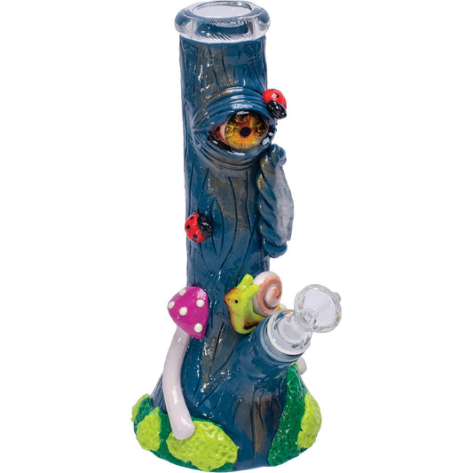 9.5in Jungle Eye Tree Crystal Water Pipe- Blue, Black, Red