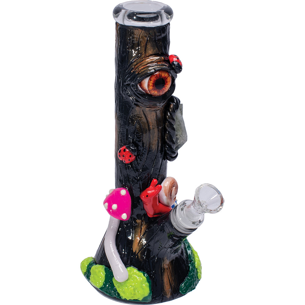 9.5in Jungle Eye Tree Crystal Water Pipe- Blue, Black, Red