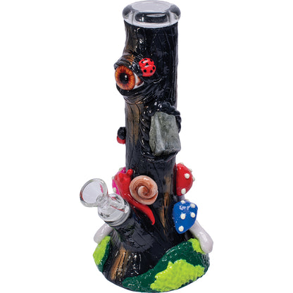 9.5in Jungle Eye Tree Crystal Water Pipe- Blue, Black, Red