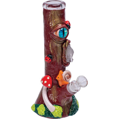 9.5in Jungle Eye Tree Crystal Water Pipe- Blue, Black, Red