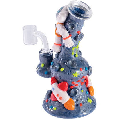 Cosmic Voyager 7in Spaceman Rig Water Pipe- White, Blue, Orange