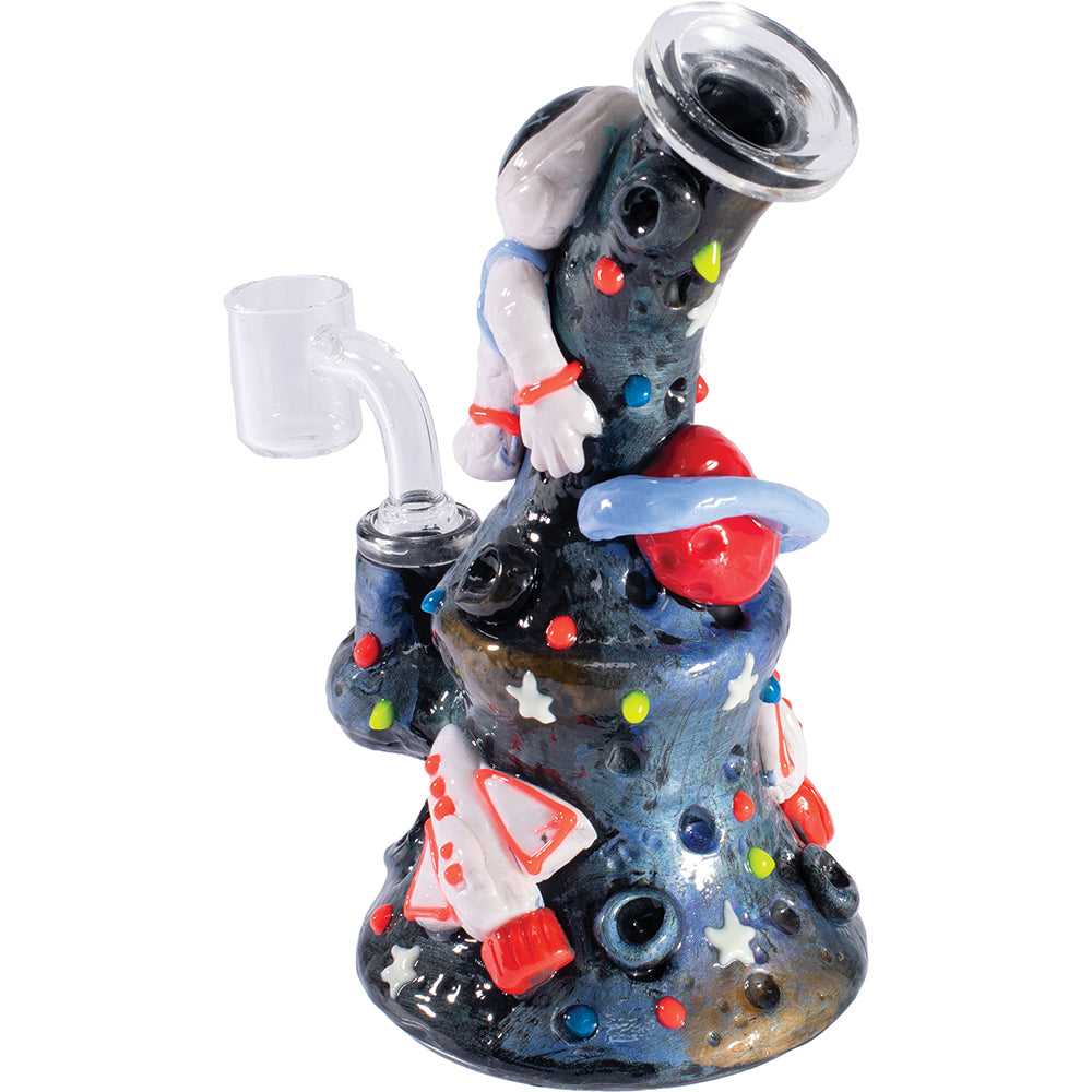 Cosmic Voyager 7in Spaceman Rig Water Pipe- White, Blue, Orange