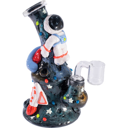 Cosmic Voyager 7in Spaceman Rig Water Pipe- White, Blue, Orange