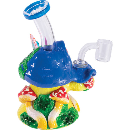 6.5in Double Eye Mushroom Rig Water Pipe- Blue, Green, Red, Orange