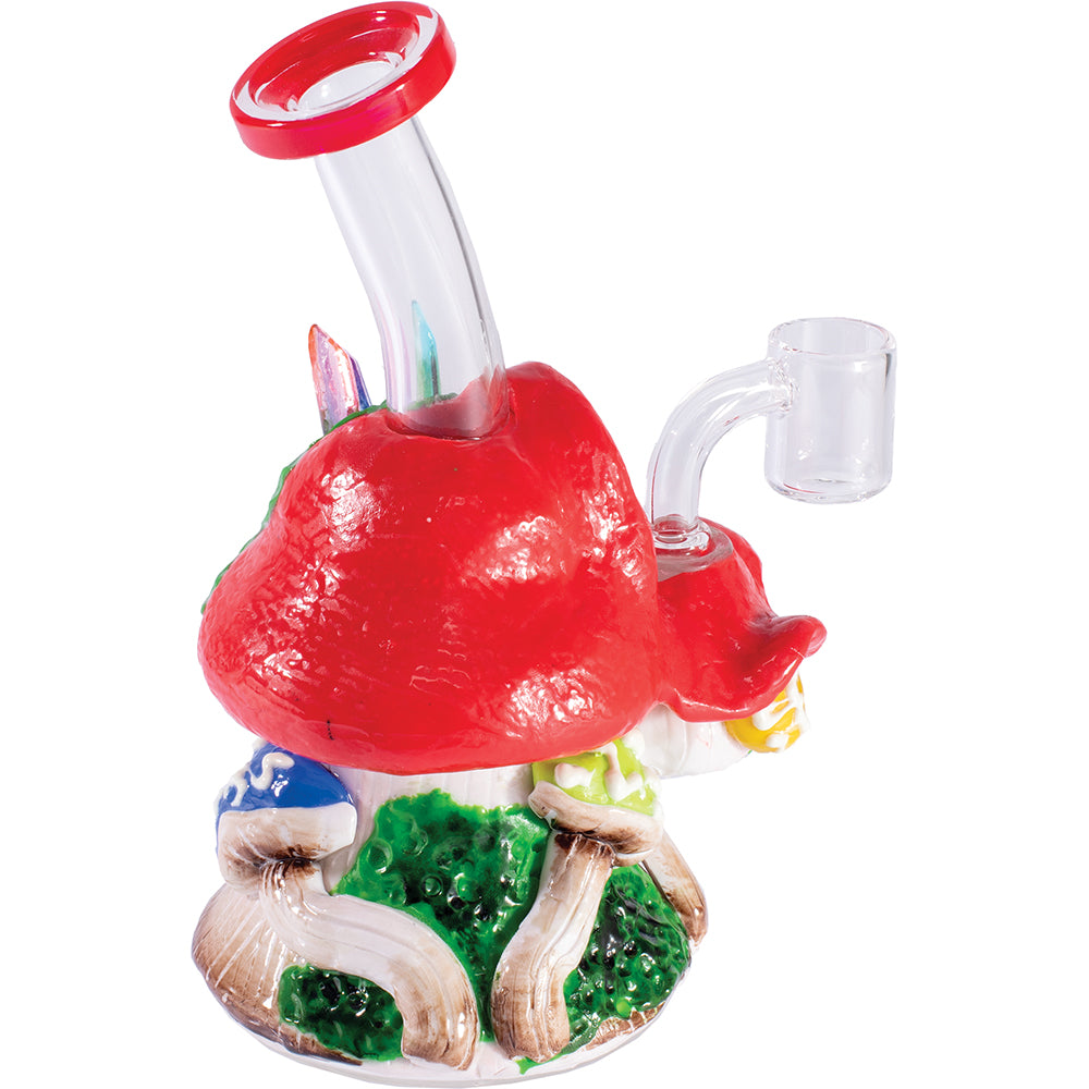 6.5in Double Eye Mushroom Rig Water Pipe- Blue, Green, Red, Orange