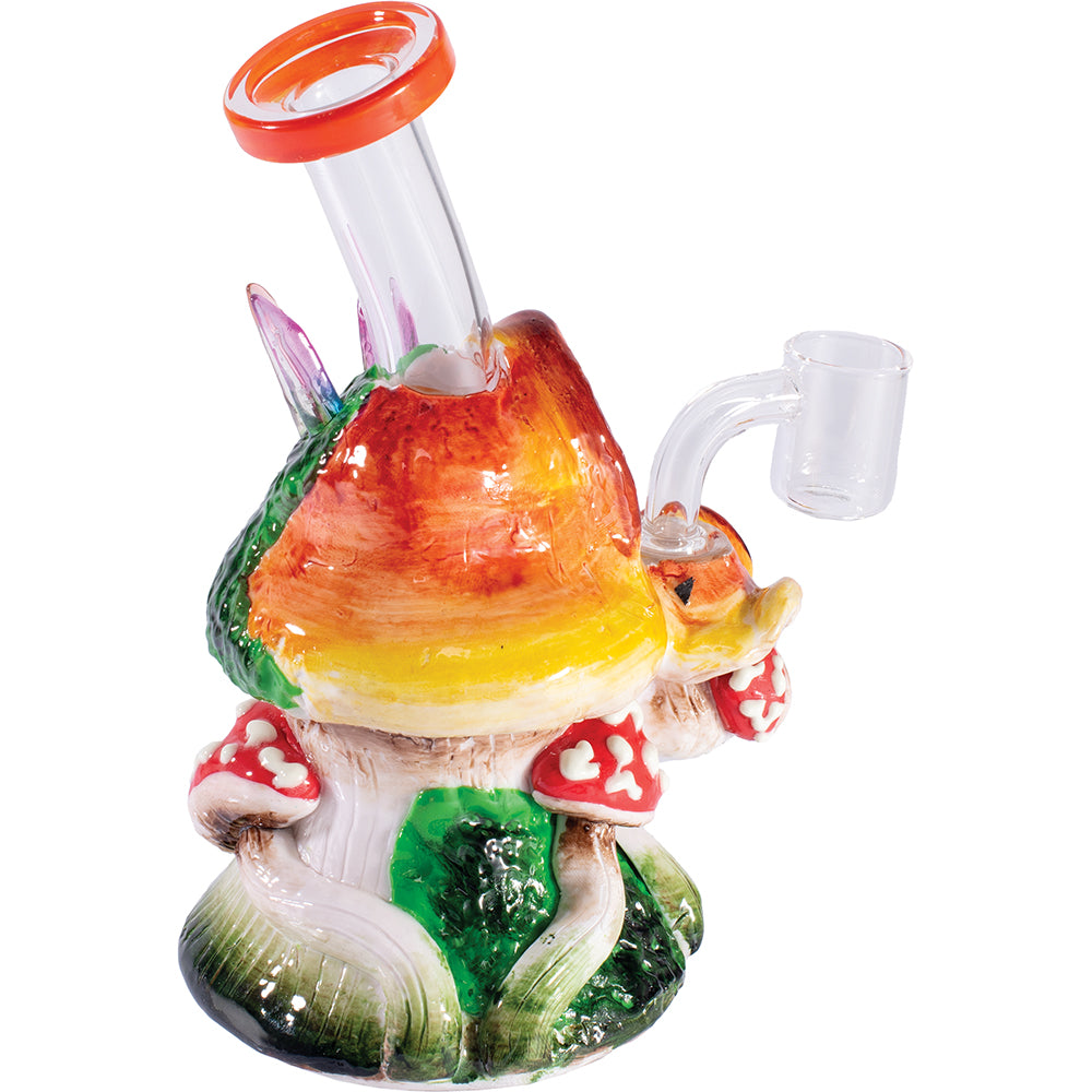 6.5in Double Eye Mushroom Rig Water Pipe- Blue, Green, Red, Orange