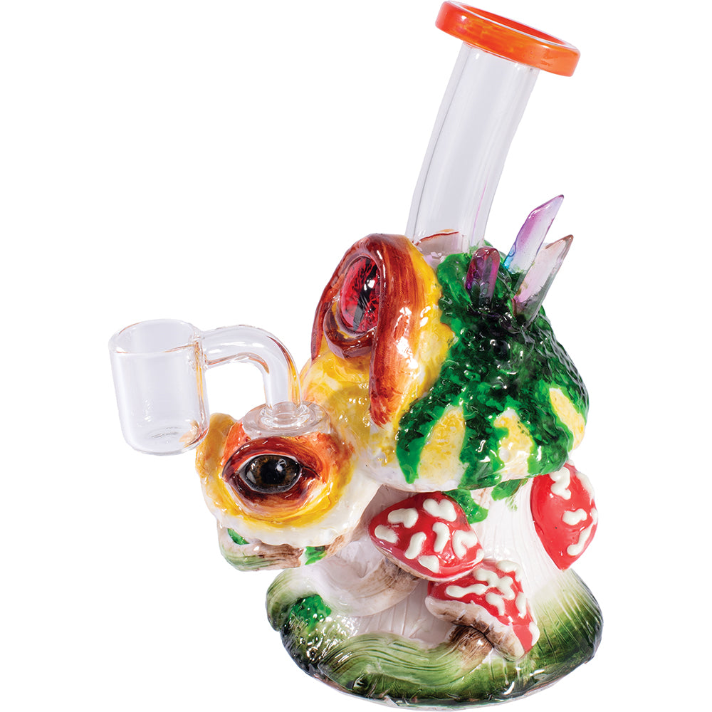 6.5in Double Eye Mushroom Rig Water Pipe- Blue, Green, Red, Orange