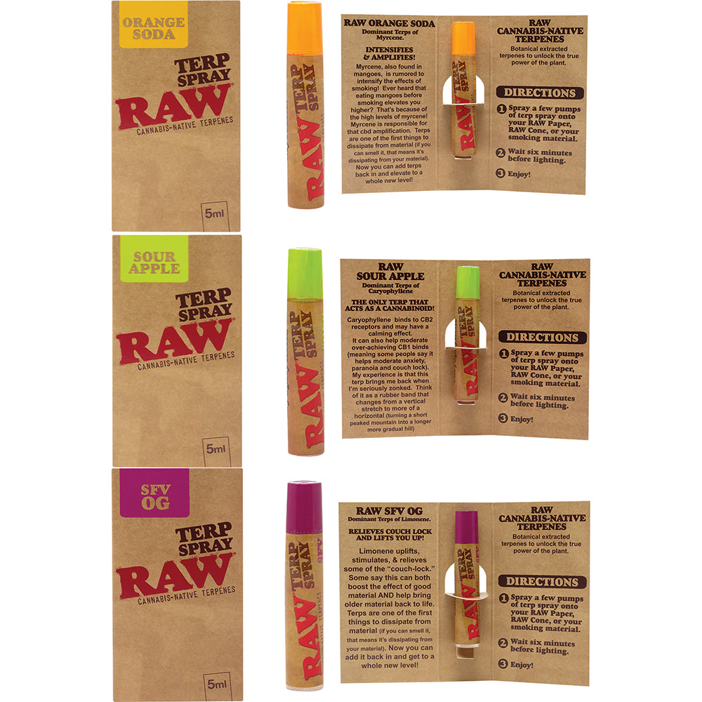 Raw Terp Spray- Orange Soda, Sour Apple, SFV OG