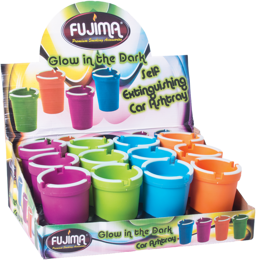 12ct. Glow In Dark Self Extinguishing Cigarette Cup Holder Car Ashtray In Colors