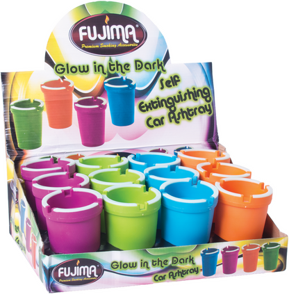 12ct. Glow In Dark Self Extinguishing Cigarette Cup Holder Car Ashtray In Colors