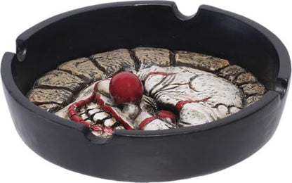 Scary Clown Ashtray Fujima– 5in x 3in x 6in Novelty Resin Ashtray, Durable & Easy to Clean, Fun Decorative Piece for Home or Patio