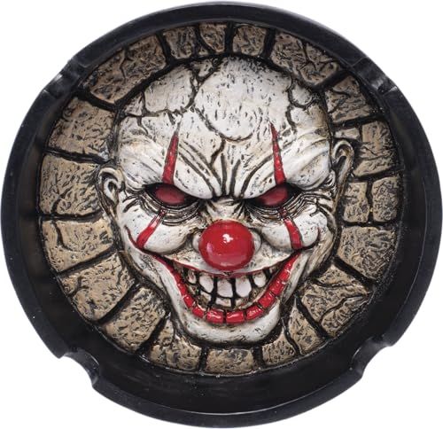 Scary Clown Ashtray Fujima– 5in x 3in x 6in Novelty Resin Ashtray, Durable & Easy to Clean, Fun Decorative Piece for Home or Patio
