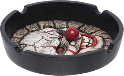 Scary Clown Ashtray Fujima– 5in x 3in x 6in Novelty Resin Ashtray, Durable & Easy to Clean, Fun Decorative Piece for Home or Patio