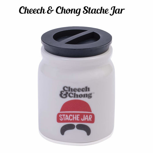 Cheech and Chong Ceramic Storage & Stash Jar for home and outdoor - | Storage Jars | Containers | Canisters - 3oz Stache Jar Design - White