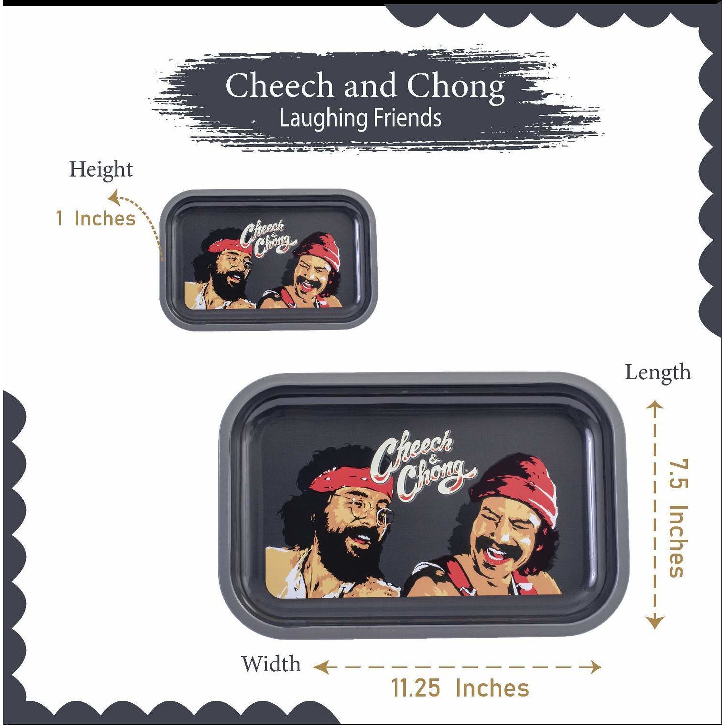 Cheech and Chong Premium Rolling Tray – Multi Functional Accessory to Help Roll your Herbs - Laughing Friends Design