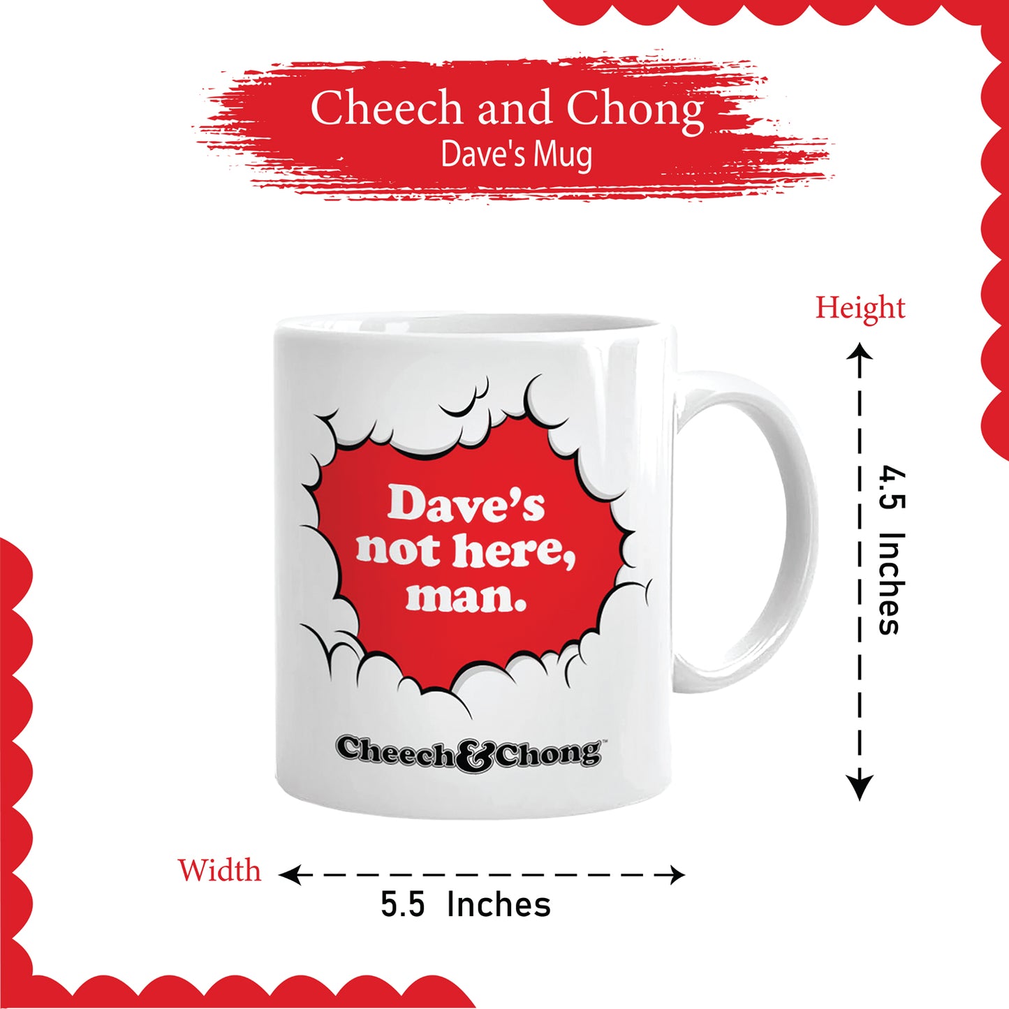 Cheech and Chong Dave's Coffee Mug - 50th Anniversary Special Edition Tea Mugs and Hot Chocolate, Beverages Mugs – Premium Quality Ceramic, Drinking Mug & Gift Box Set – 11 OZ Laughing Friends