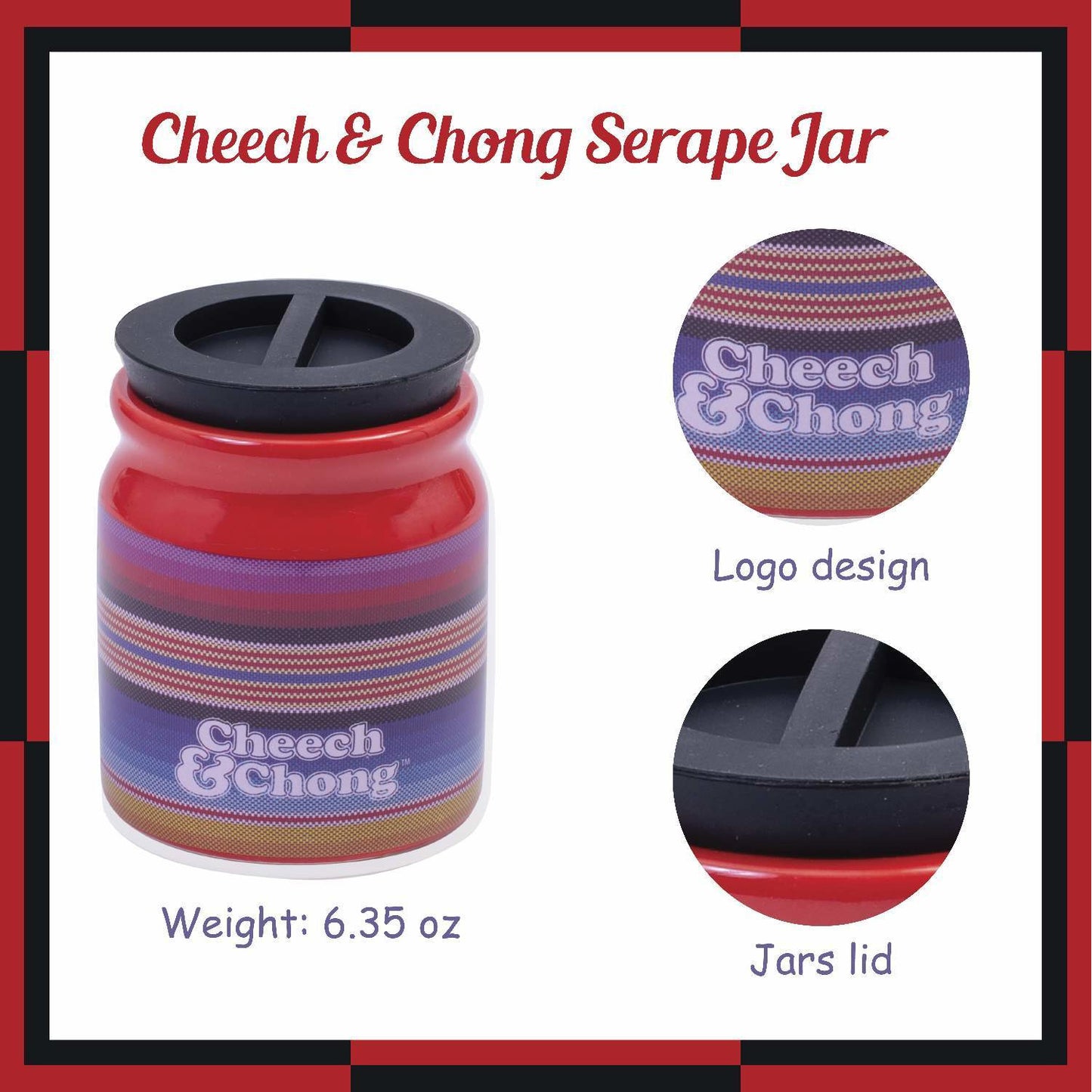 Cheech and Chong Ceramic Storage & Stash Jar for home and outdoor - | Storage Jars | Containers | Canisters - 3oz Stache Jar Design - White