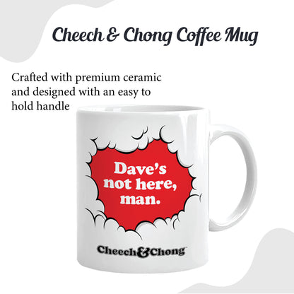 Cheech and Chong Dave's Coffee Mug - 50th Anniversary Special Edition Tea Mugs and Hot Chocolate, Beverages Mugs – Premium Quality Ceramic, Drinking Mug & Gift Box Set – 11 OZ Laughing Friends