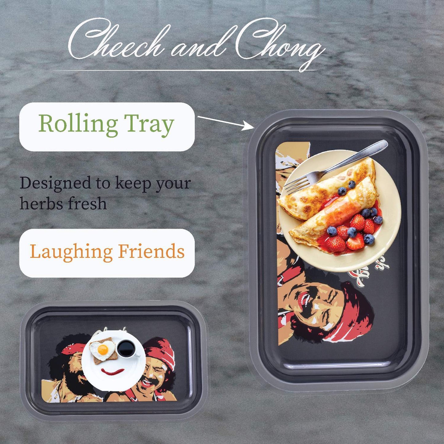 Cheech and Chong Premium Rolling Tray – Multi Functional Accessory to Help Roll your Herbs - Laughing Friends Design